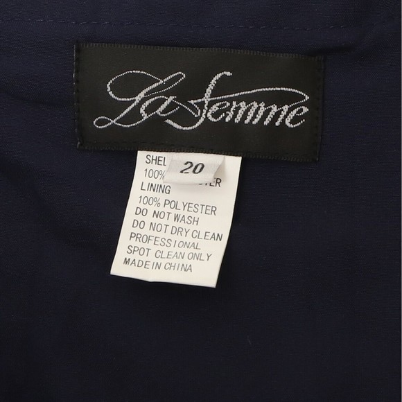 La Femme Surplice Off the Shoulder Column Gown Size 20 Navy Blue NWT B61 - Picture 6 of 6